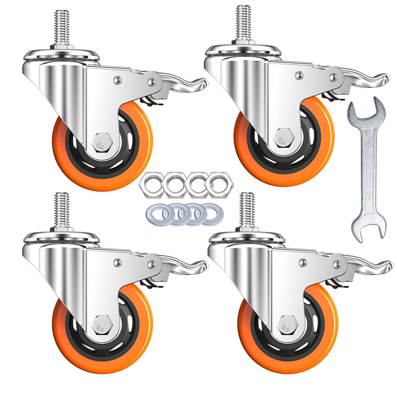 Stem Casters Heavy Duty Swivel Threaded Stem Caster Wheels with American Size 1/