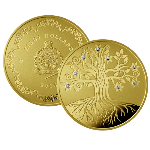 Gold Coin 'The Tree of Life' with a diamond 7,78 g | eBay