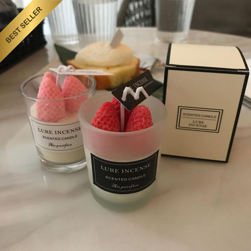 Scented Candle Strawberry Shape,120G Aroma Decorative Candle Gift in Glass Jar 1