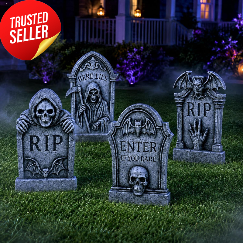 Halloween Tombstone Yard Sign Decoration 4Pcs 38X26Cm Graveyard