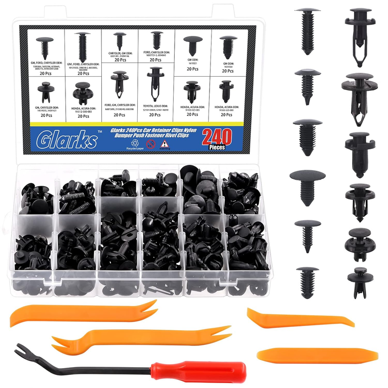 245Pcs 12 Sizes Car Retainer Clips Nylon Bumper Push Fastener Rivet Clips Door T