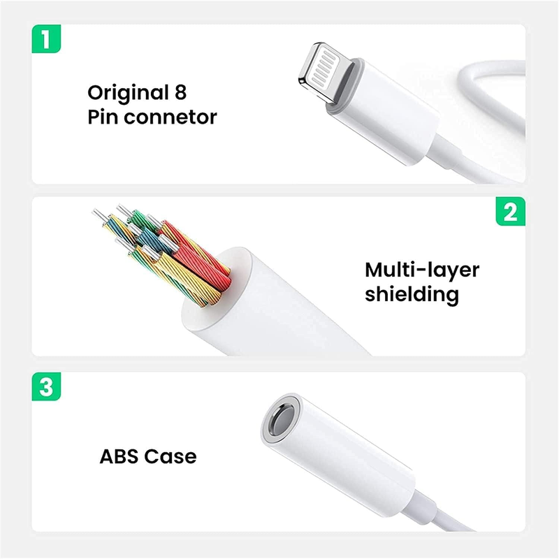 Lightning to 3.5 mm Headphone Jack Adapter, [Apple MFi Certified] 3 Pack iPhone