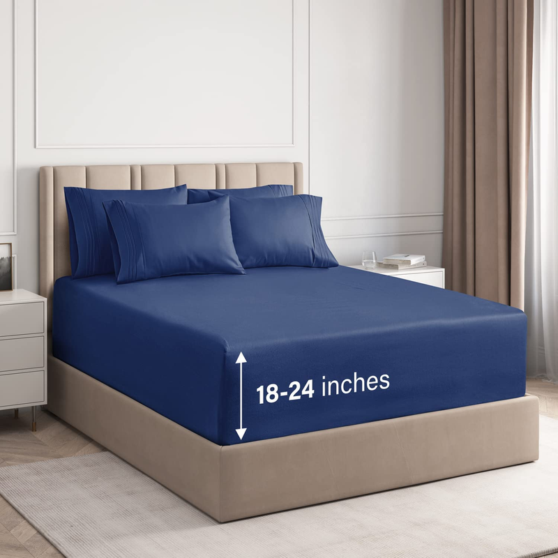 Extra Deep Pocket Sheets - 6 Piece Sheet Set - Cal King Size Sheets Deep Pocket