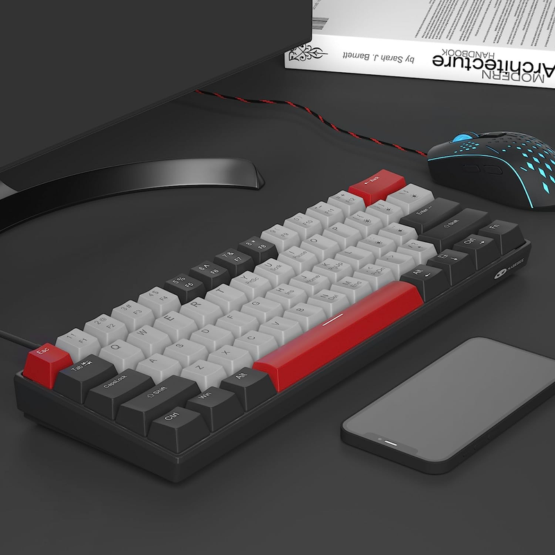 60 Percent Mechanical Gaming Keyboard, Black&Gray Mixed Color Keycaps Gaming Key