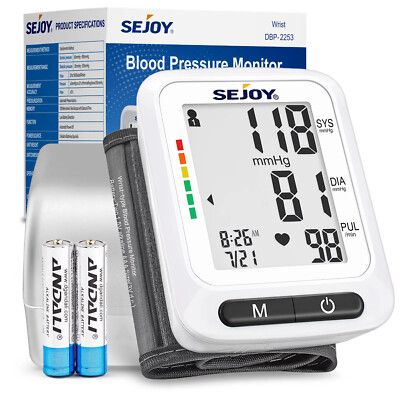 Digital Wrist Blood Pressure Monitor Automatic BP Machine Heart Rate Detection