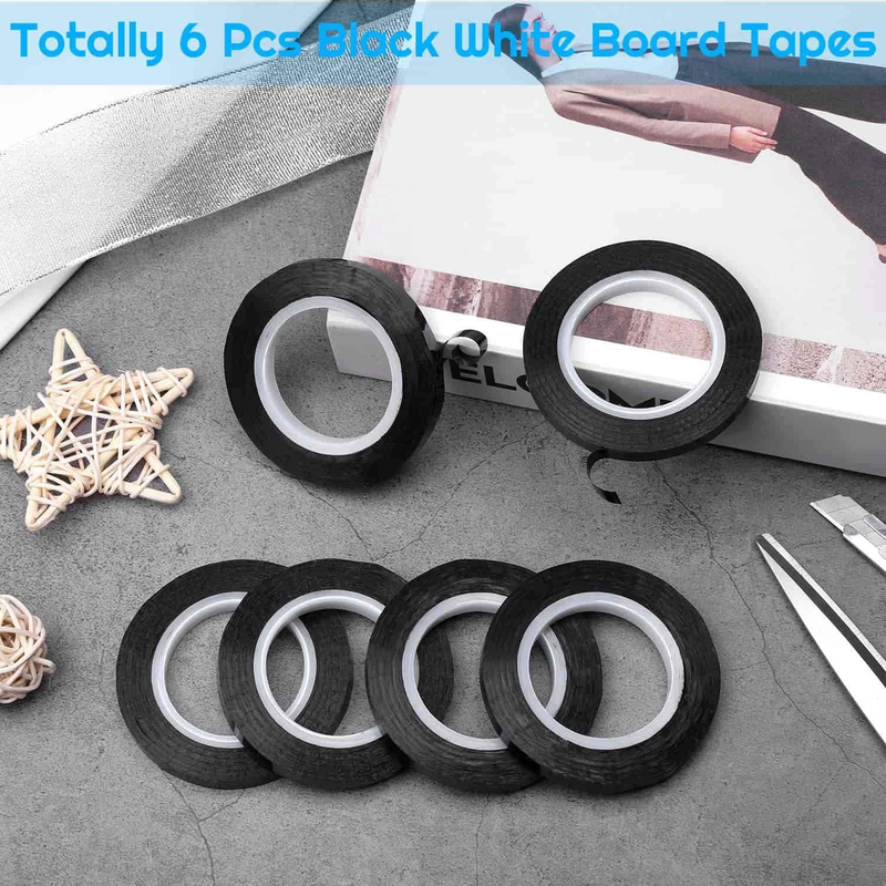 6 Rolls 1/4" Pinstripe Whiteboard Tape - Dry Erase Marking Lines