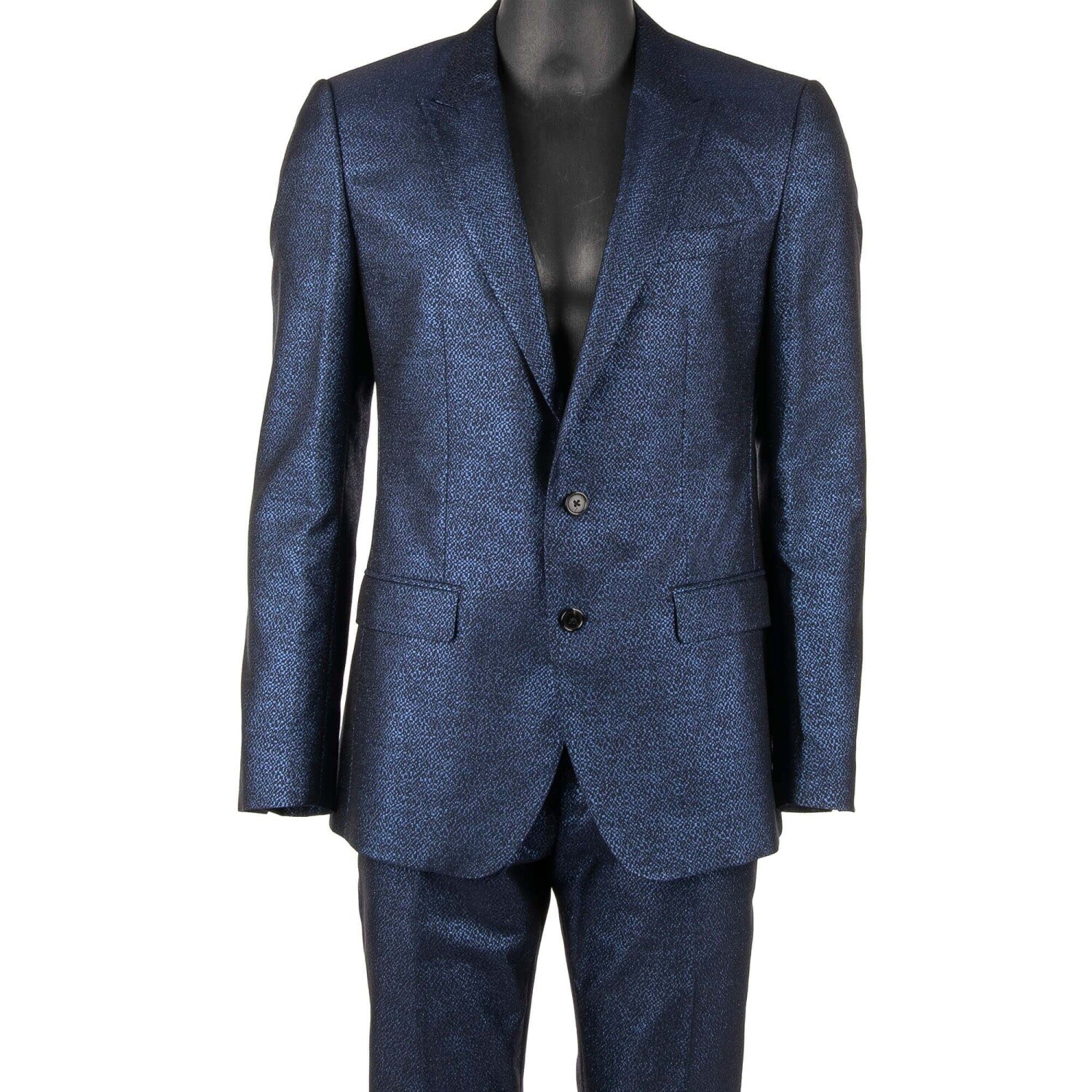 DOLCE & GABBANA MARTINI Metallic Jacquard Suit Jacket Blue DOLCE & GABBANA MARTINI Metallic Jacquard Suit Jacket Blue