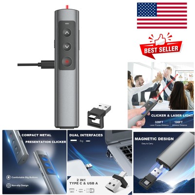 Multi-Device Wireless Clicker for Presentations - Laser Pointer & Volume Control