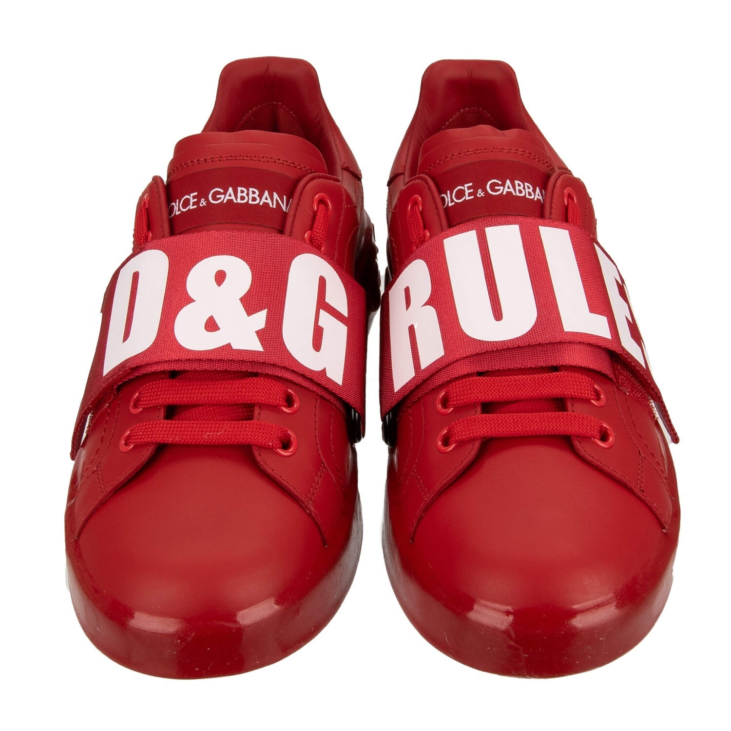 Pre-owned Dolce & Gabbana D&g Rules Logo Heart Lace Sneaker Portofino White Red 09406