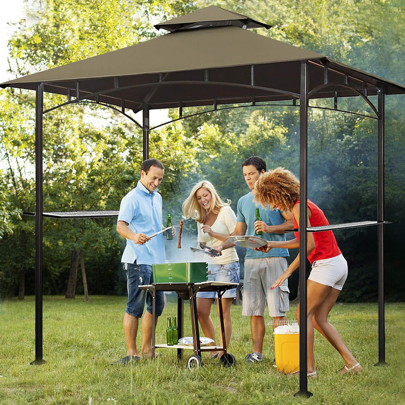 USA High Performance Grill Gazebo Canopy Cover 5X8 Gazebo Shelter Top（Cocoa