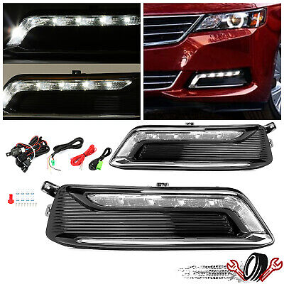 For 2014-2020 Chevy Impala Clear Lens LH+RH LED DRL Fog Light +Wiring+Switch Kit