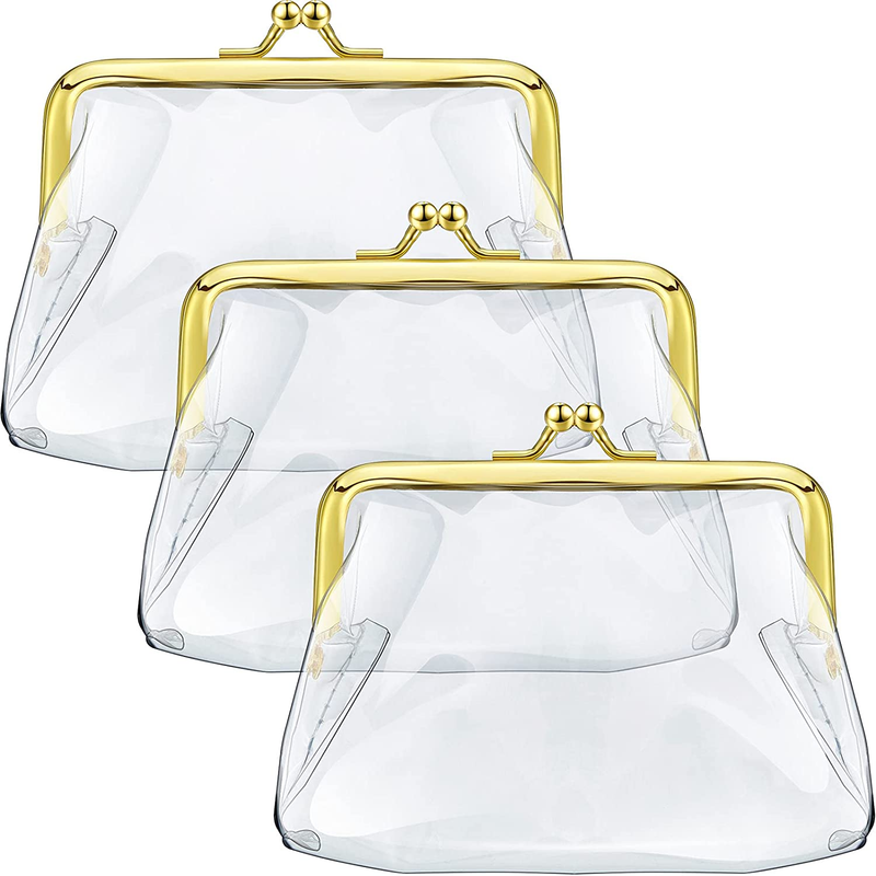 3 Pieces Clear Coin Purse Transparent Change Purse for Women, PVC Kiss-Lock Clea