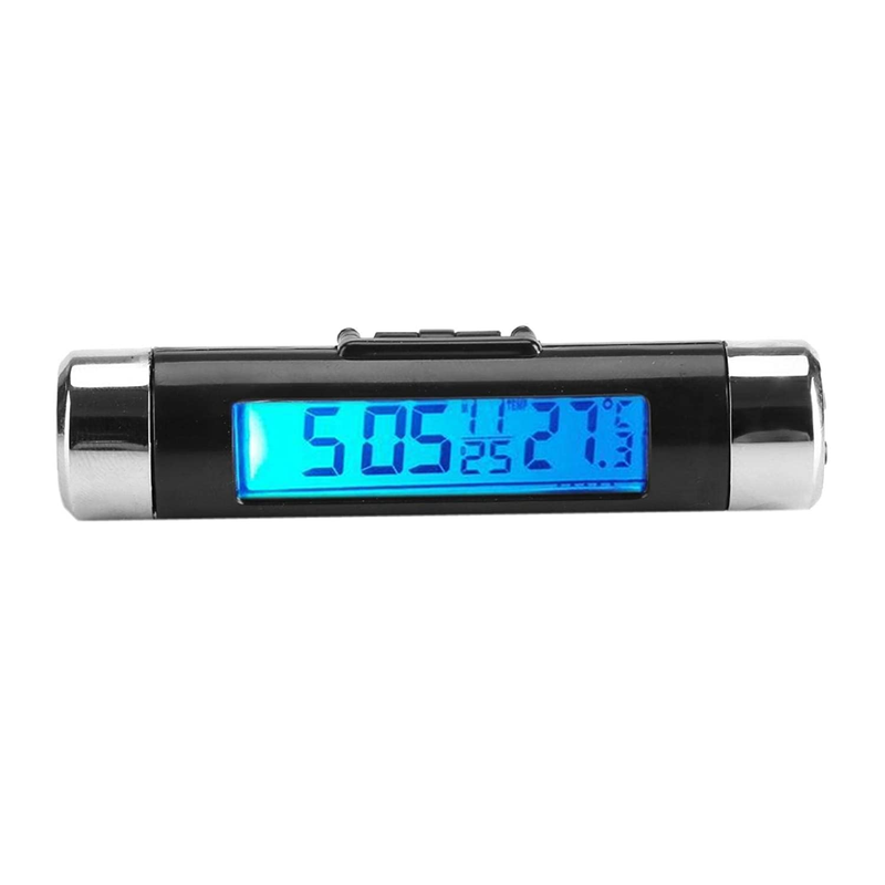 LCD Display Digital Clip on Car Clock Thermometer Temperature Meter Gauge Automo