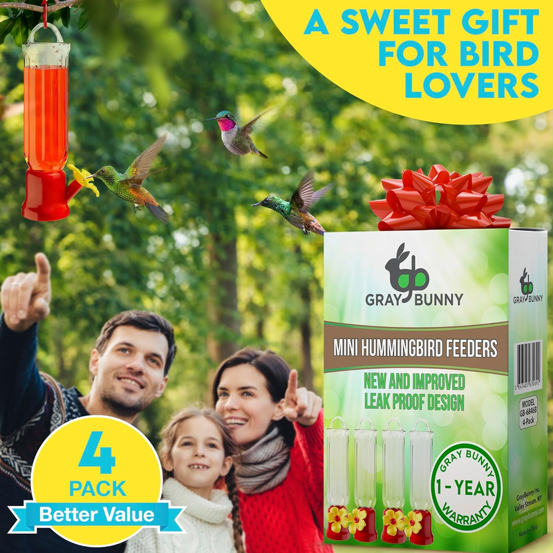 Hummingbird Feeders for Outdoors Hanging, 2.3 Oz Each [Set of 4], Small Hummingb