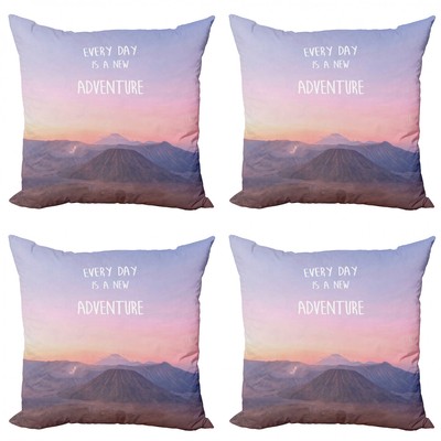 Ambesonne Adventure Theme Cushion Cover Set of 4 for Couch and Bed in 4 Sizes