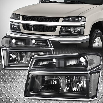 Для 04-12 Chevy Colorado GMC Canyon Черный корпус Прозрачные угловые лампы фар