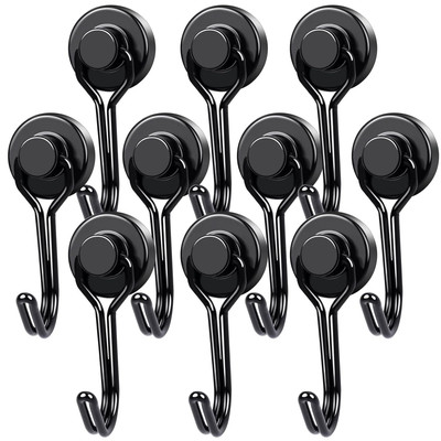 MIKEDE Magnetic Hooks 25LBS, 10 Pack Black Swivel Swing Magnetic Hook Strong Mag