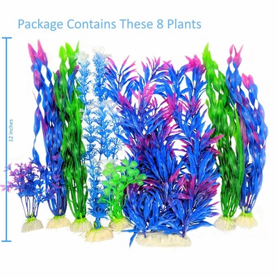 Otterly Pets Plastic Plants for Fish Tank Decorations Large Artificial Aquari...