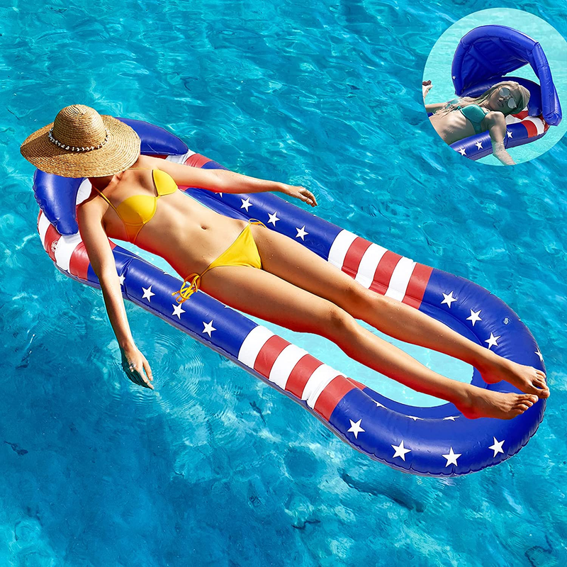 Inflatable Float with Canopy for Adults Mesh Pool Float Adult Inflatable Pool