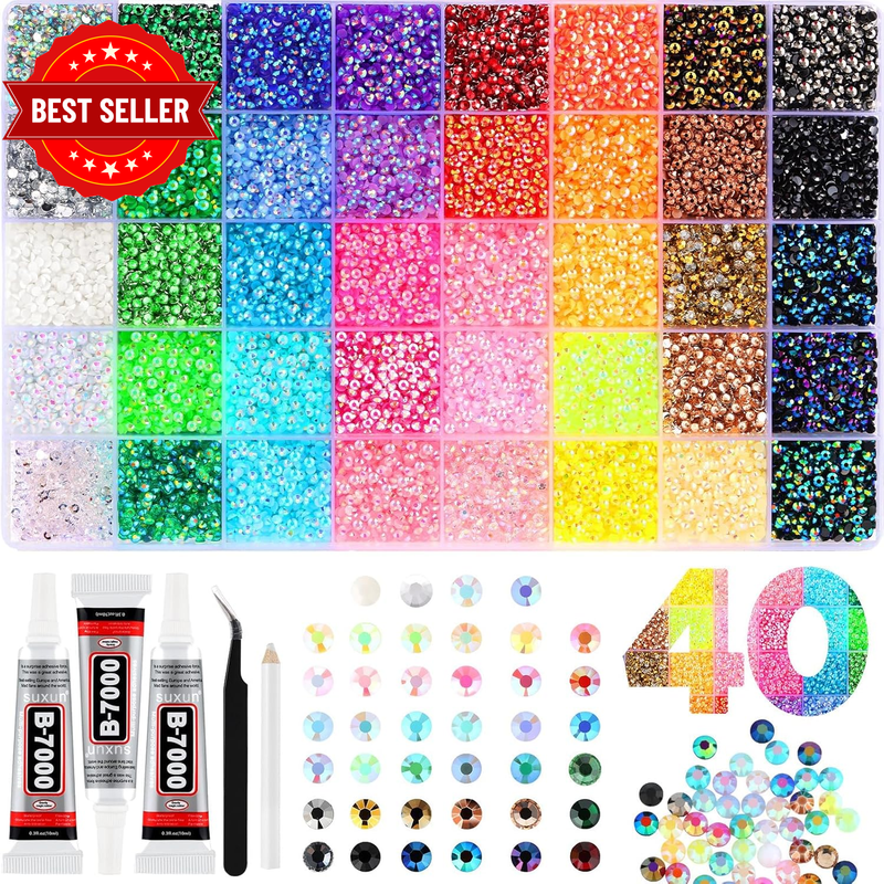 40 Colors Resin Jelly Rhinestones for Bedazzling, 3Mm 40000 Pcs Flatback Gems fo