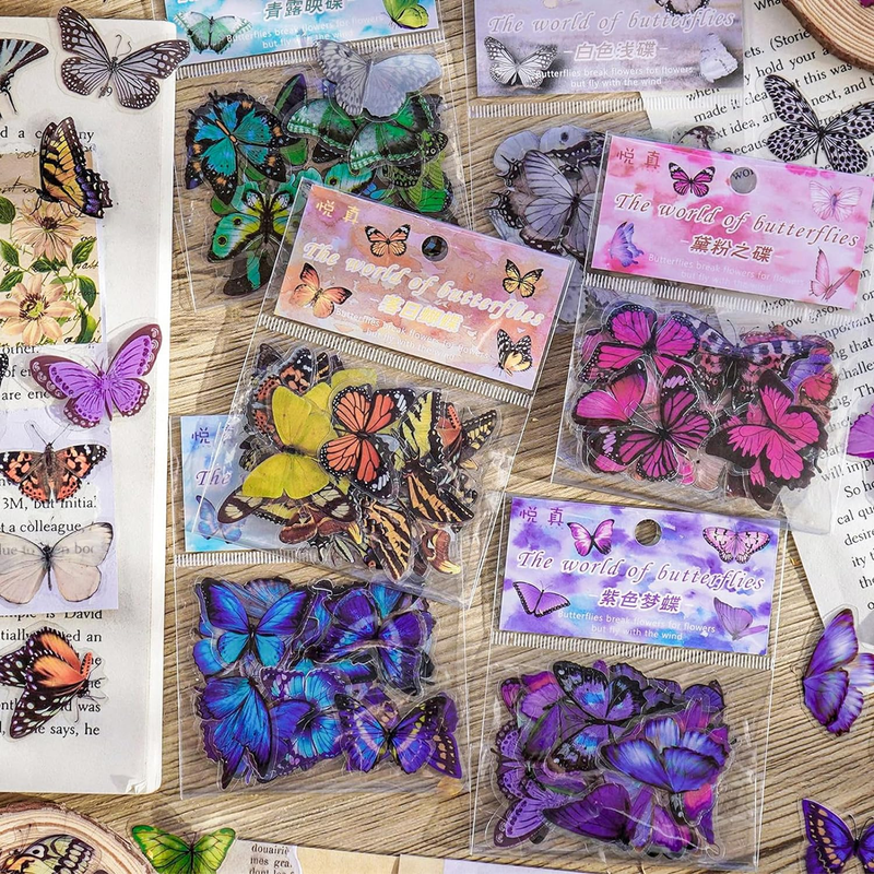 Butterfly Scrapbook Sticker Set, 240 Pieces PET Flower Stick