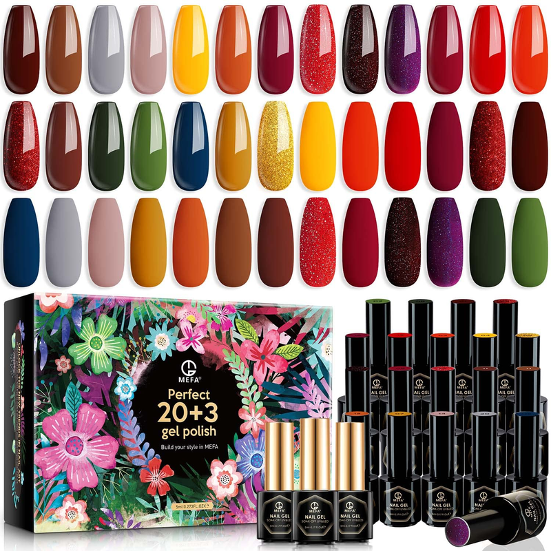 Neon Gel Nail Polish Set, 20 Colors Hot Pink Green Coral Orange Soak off Colorfu