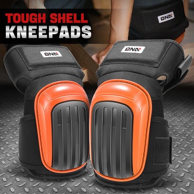 Пара наколенников для строительных работ и садоводства с регулируемыми нескользящими ремешками оранжевого цвета