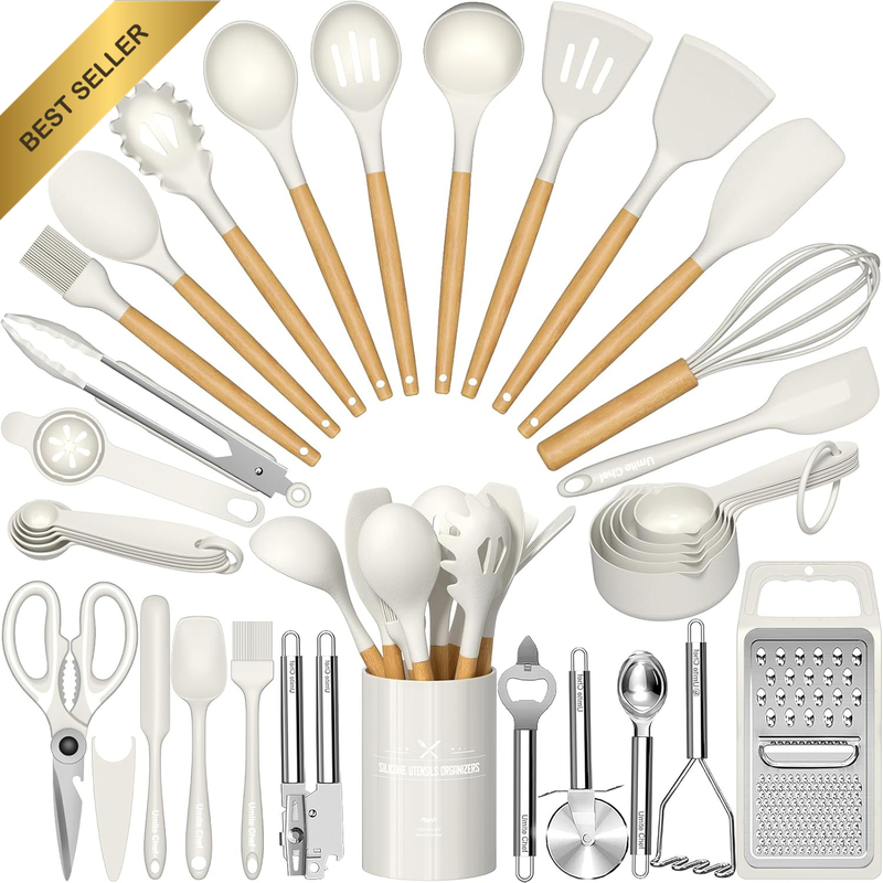 Silicone Kitchen Utensil Set, 34PCS Heat Resistant Kitchen Gadgets and Tools wit