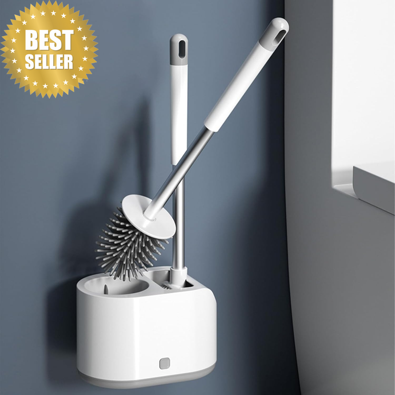 Toilet Brush and Holder Set, Toilet Bowl Cleaner Dual Brush Kit, Toilet Scrubber