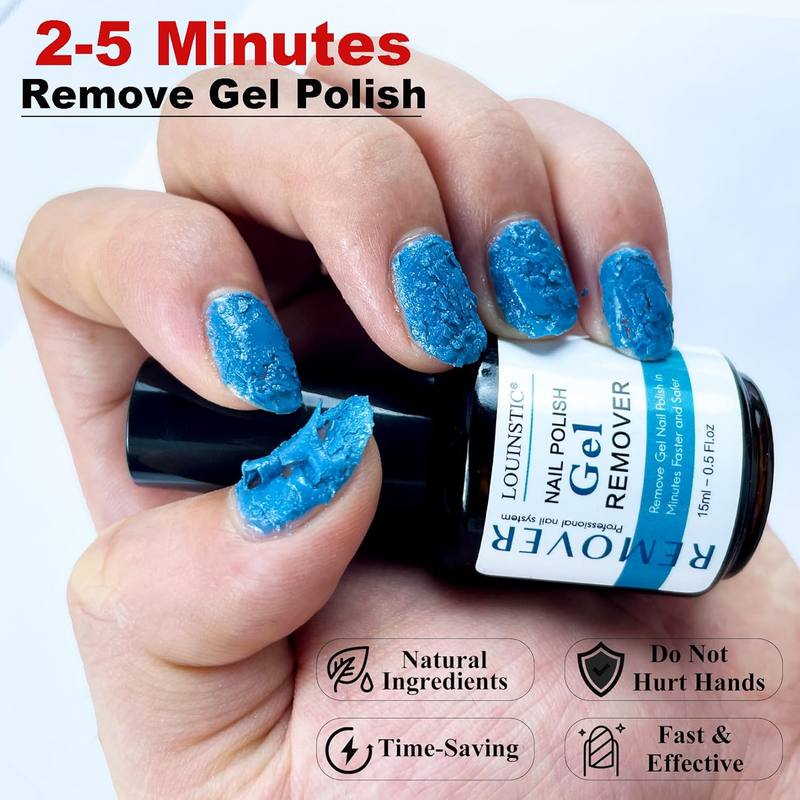 Gel Nail Polish Remover,Quickly Remove Gel Polish in 2-5 Minutes(2pcs/15ml)