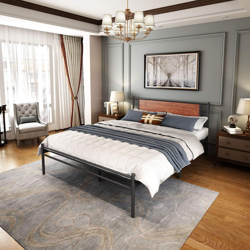 With Wooden Headboard Metal Platform Bed Frames With Storage No
