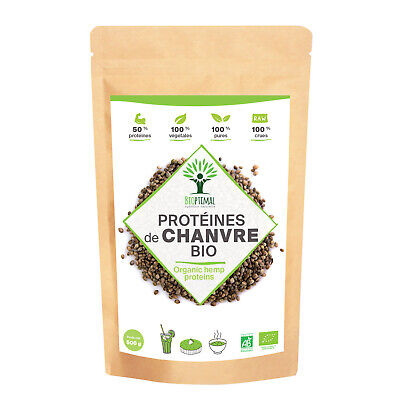 Protéine de Chanvre Bio - Bioptimal - 50% de Protéines - Oméga 3 Fibres - 500 g