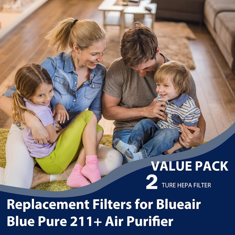 Blue Pure 211+ HEPA Replacement Filter Compatible with Blueair Blue Pure 211+, 2