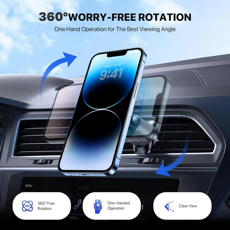 Magnetic Car Phone Holder, [Military-Grade Steel Double Hooks] Cell Phone Suppor