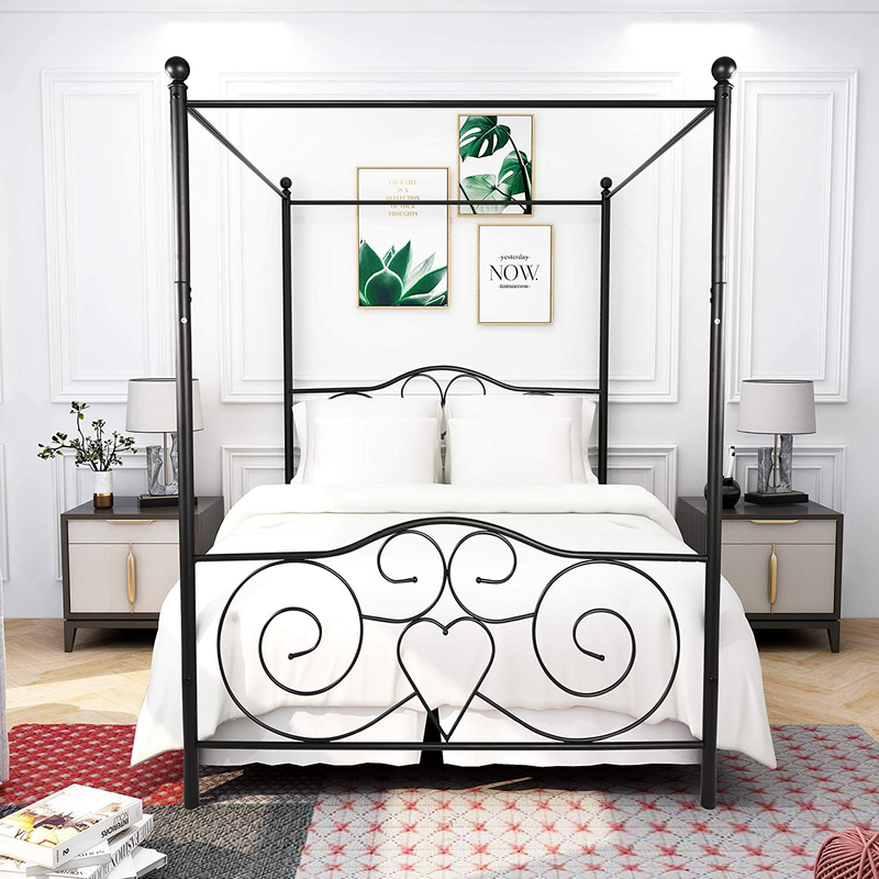Platform Bed Frame Morden Design Heavy Duty Steel Slat Su