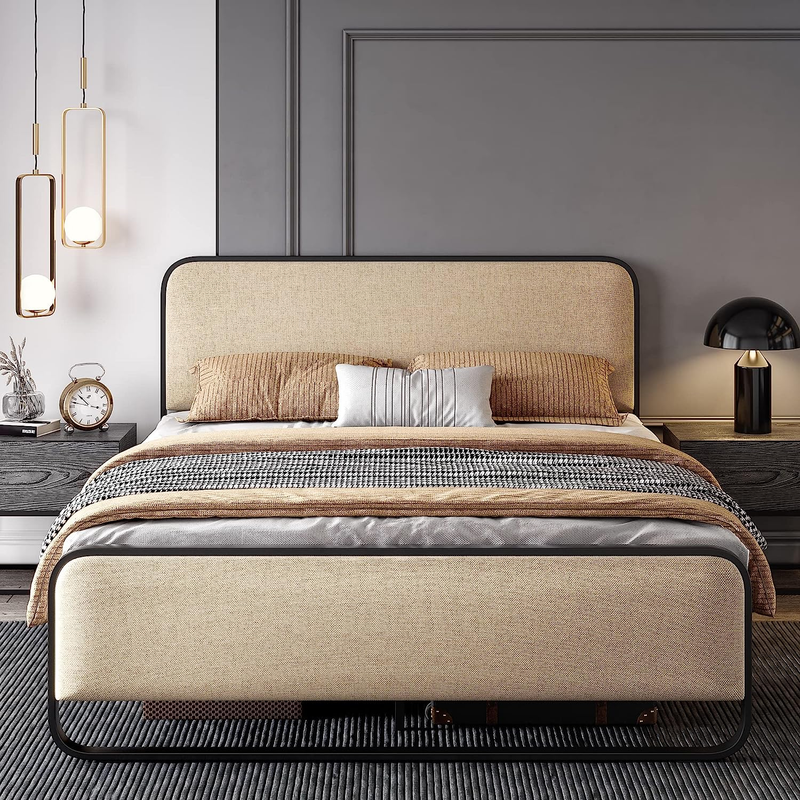 With Curved Upholstered Headboard And Footboa