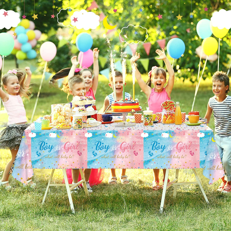 3 Pieces Boy or Girl Gender Reveal Decorations Plastic Table Cover for Baby Gend