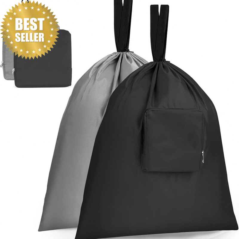 Laundry Bag, 2 Pack Foldable Washable Travel Dirty Clothes Storage Pouch | Porta