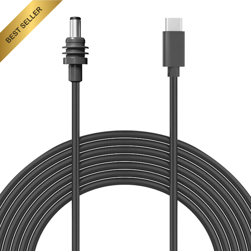 10FT USB-C to DC Power Cable 20AWG IP68 Water Resistant Replacement