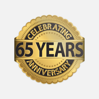 Anniversary 65 Sixty Five Years Golden Label Vinyl Sticker Decal