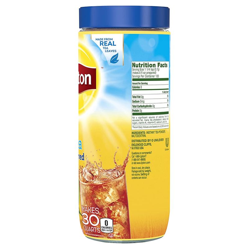 Lipton Unsweetened Iced Tea, Mix, 30 Qt (3 Ounce, Pack of 3)