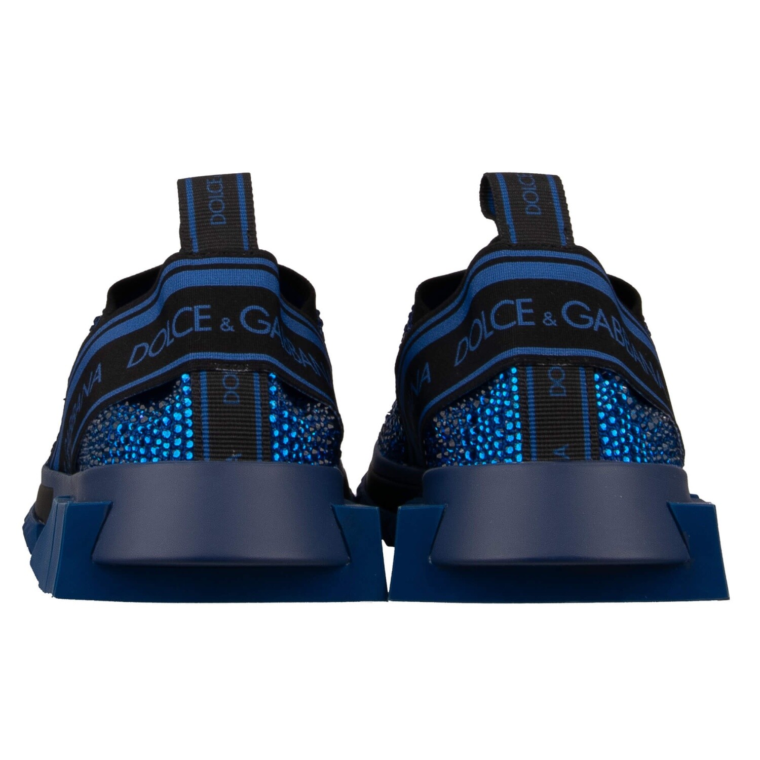 Pre-owned Dolce & Gabbana Crystal Dg Logo Slip-on Sneaker Shoes Sorrento Blue Black