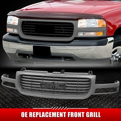 Для 00-06 GMC Sierra Yukon XL Серая передняя решетка радиатора в стиле OE с эмблемой