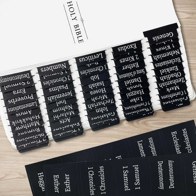 Black Bible Tabs for Women/Men/Kids, Catholic Bible Tabs Old & New Testament for