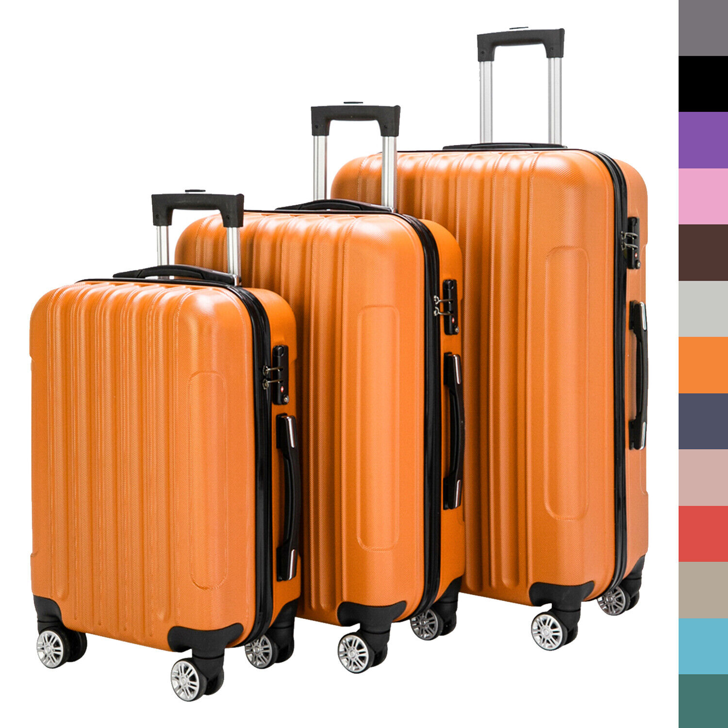 3-Piece Hardside Luggage Set with 360° Spinner Wheels Light