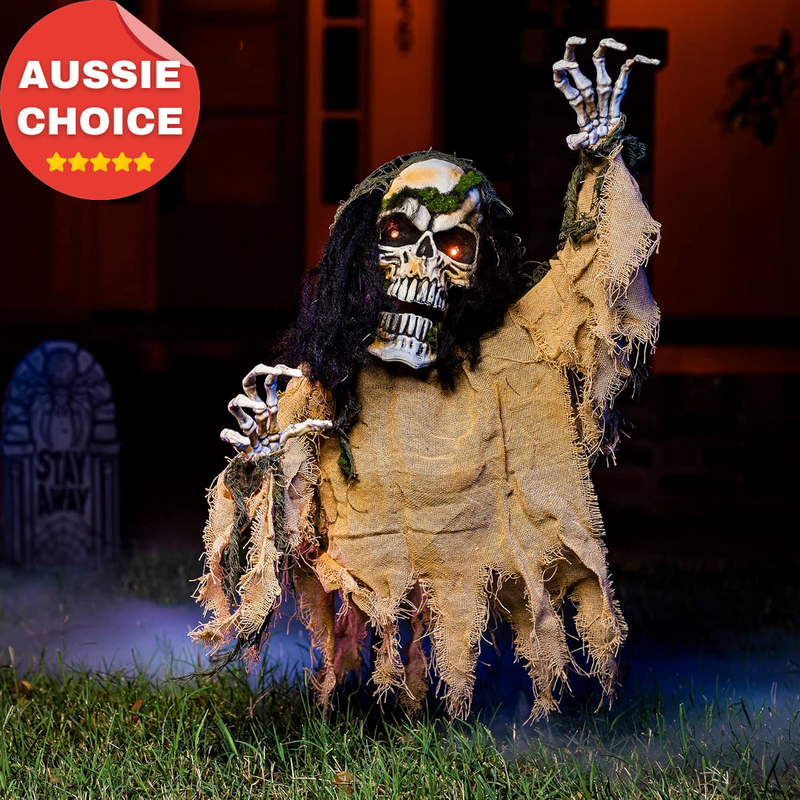 Halloween Animated Zombie Groundbreaker Light-Up Skeleton Prop for Outdoor Decor