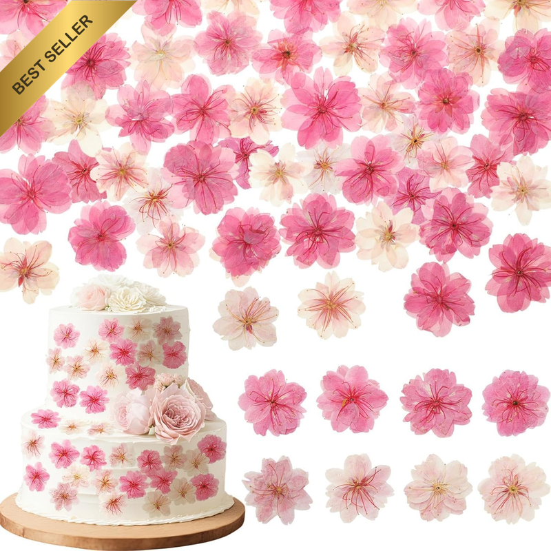 96 Pcs Natural Dried Pressed Edible Flowers for Cake Topper Decorating Cupcake T