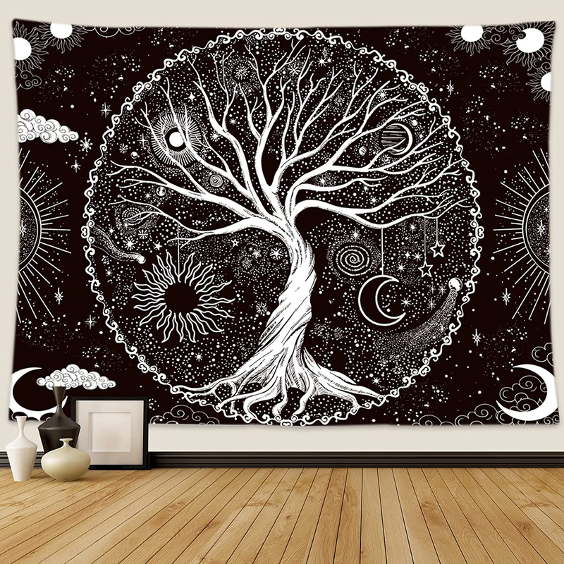 Tree of Life Tapestry Black and White Galaxy Space Tapestries Aesthetic NEW
