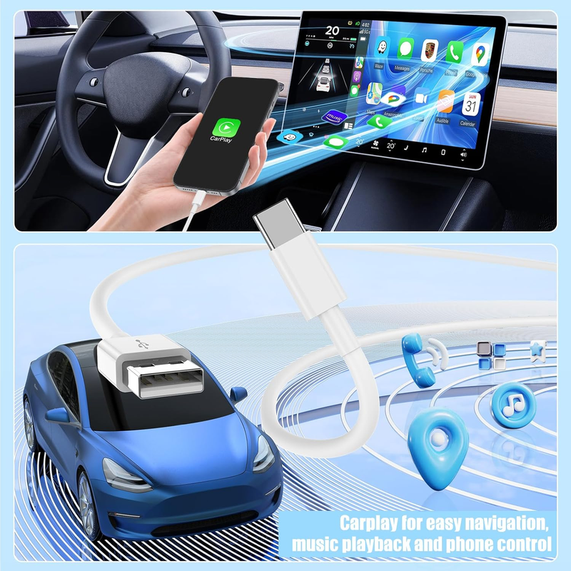USB to USB C Cable for iPhone 16/15 [MFi Certified] Carplay Cable Car Charger Co