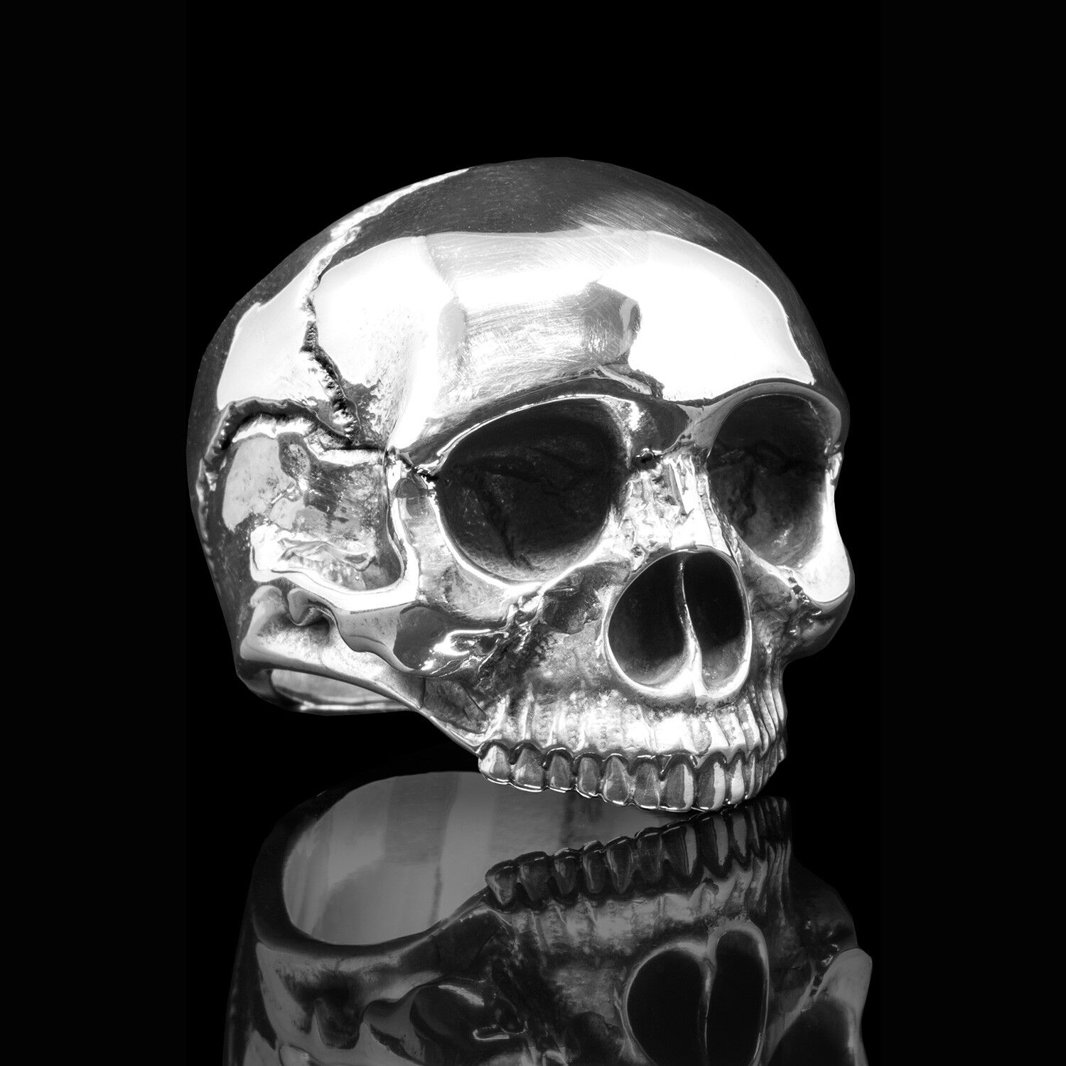 Pre-owned Dead Ringers Skull Rings & Jewelry Handmade .925 Sterling Silver Mens Biker Skull Ring Inspired By Jimi Hendrix